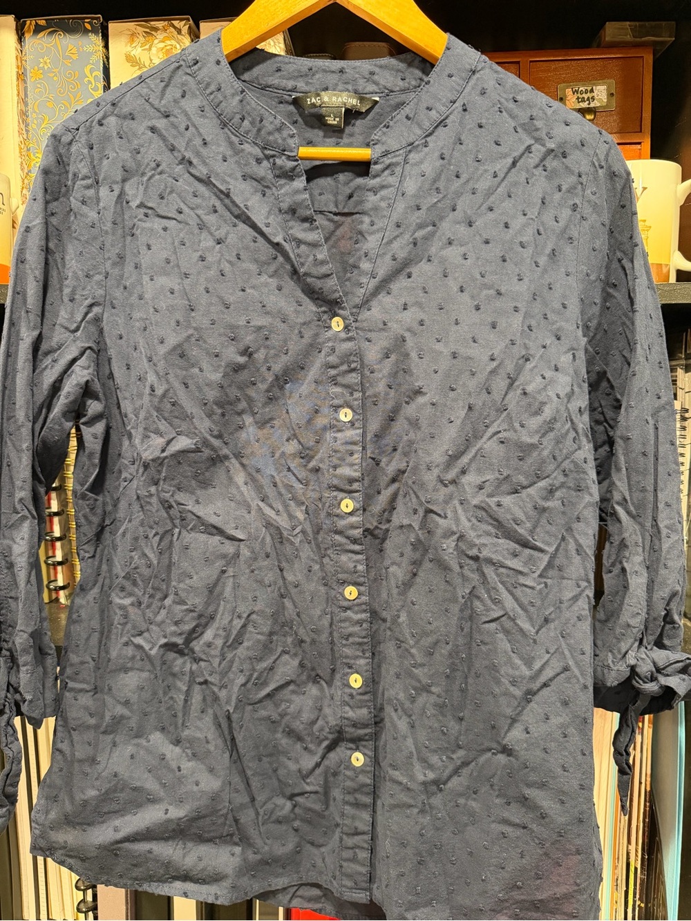 Zac & Rachel Navy Blue Textured Button-Front Shirt
